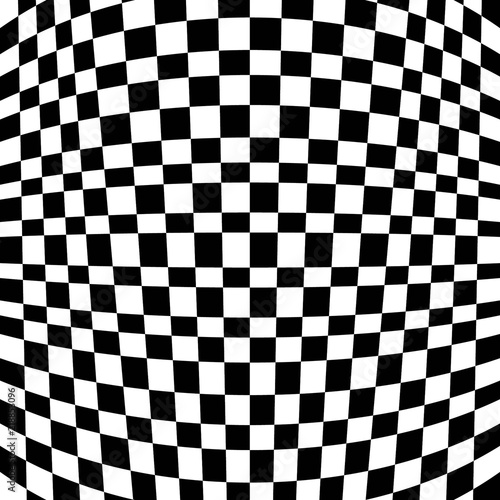 Abstract Black and White Geometric Pattern with Squares. Contrasty Optical Psychedelic Illusion. Chessboard Wicker Texture. Raster Illustration