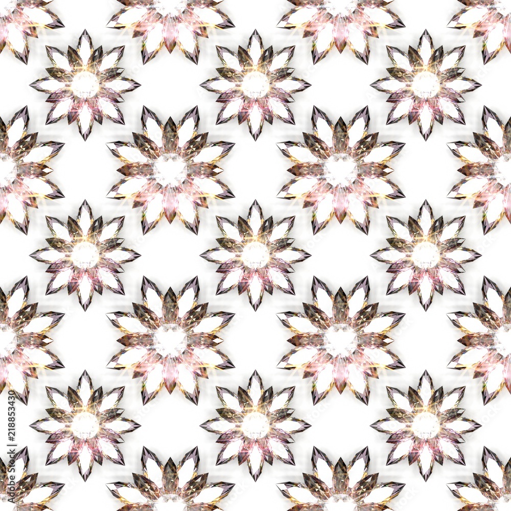 Seamless pattern of diamond flowers on white background Seamless pattern of diamond flowers on white background