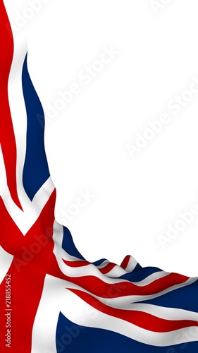Waving flag of the Great Britain. British flag. United Kingdom of Great Britain and Northern Ireland. State symbol of the UK. 3D illustration