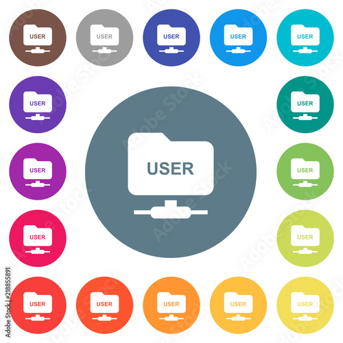ftp authentication username flat white icons on round color backgrounds