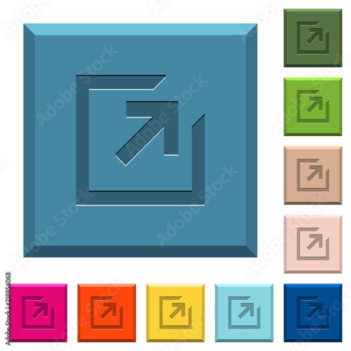 Export with inner arrow engraved icons on edged square buttons