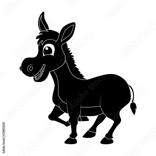 donkey cartoon character silhouette vector design isolated on white background © wektorygrafika