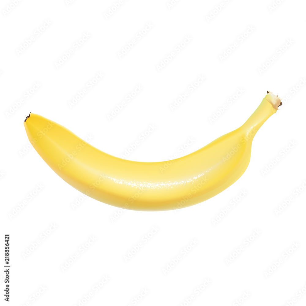 Yellow Banana. Realistic 3d Banana. Detailed 3d Illustration Isolated On White. Design Element For Web Or Print Packaging. Vector