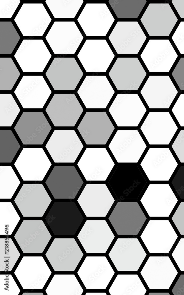 Black honeycomb with a gradient color. Isometric geometry. 3D illustration Black honeycomb with a gradient color. Isometric geometry. 3D illustration