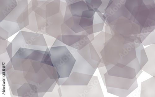 Multicolored translucent hexagons on white background. Pink tones. 3D illustration