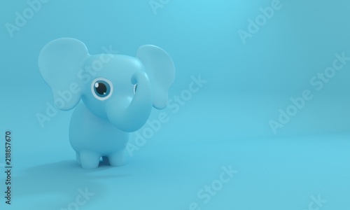 Model toy Elephant on a blue background. 3d rendering