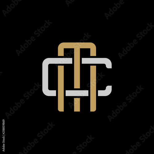 Initial letter C and M, CM, MC, overlapping interlock logo, monogram line art style, silver gold on black background