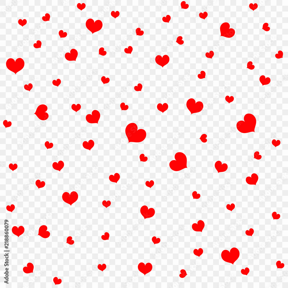 Red heart petals background, isolated on transparent background, design element template. Valentine's day, confetti hearts. Vector illustration. Red heart petals background, isolated on transparent background, design element template. Valentine's day, confetti hearts. Vector illustration.