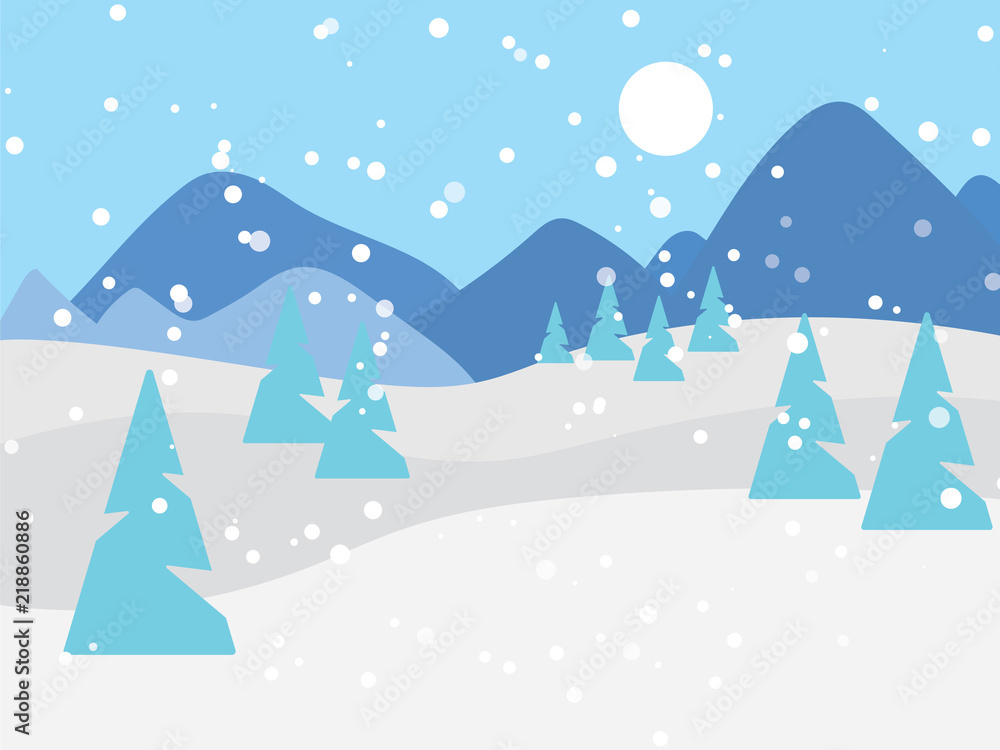 winter mountain landscape- vector illustration