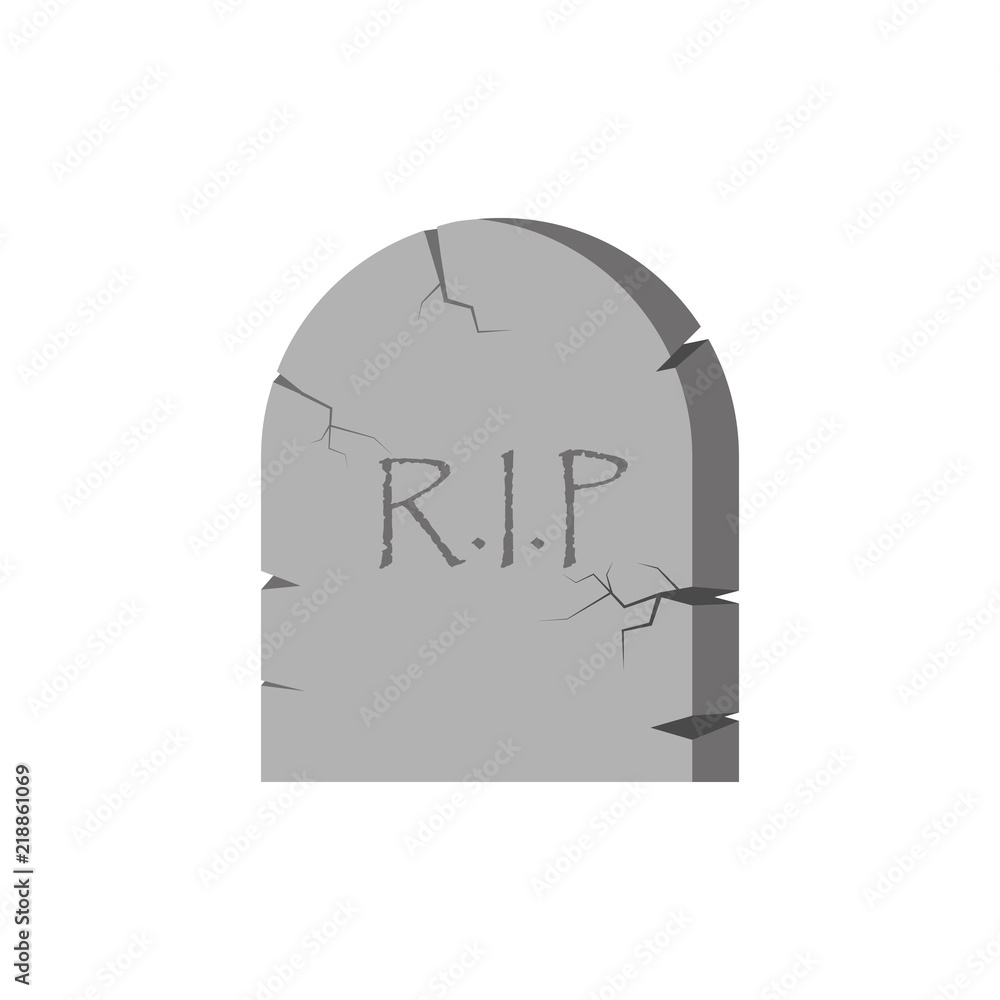 Tombstone cartoon with the inscription RIP, icon. Design element isolated  on light background. Stock Vector | Adobe Stock