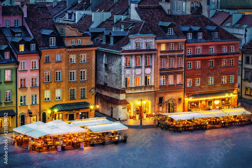 Photography Warsaw Old Town in The Evening Time with a beautiful Sunset - The Old Town is a