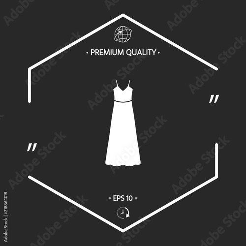 Long Dress, Evening dress or sundress with belt , the silhouette. Menu item in the web design