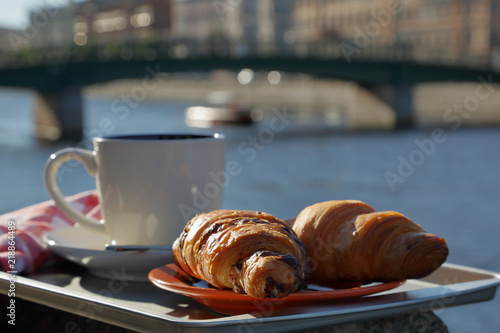Croissants and outdoor coffee
