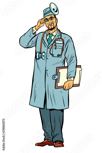 pop art otolaryngologist doctor ear throat nose man