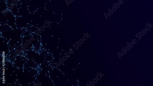 Abstract dark blue plexus particles video moving background. Triangles, Lines, Dots, Shapes and Slow motion with depth of field