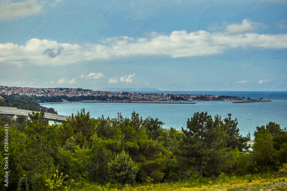 sea, water, landscape, sky, lake, nature, beach, coast, island, blue, view, ocean, clouds, summer, mountain, river, travel, coastline, panorama, bay, mountains, vacation, europe, panoramic, boat, shed