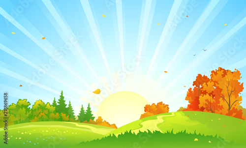 Autumn sunrise landscape