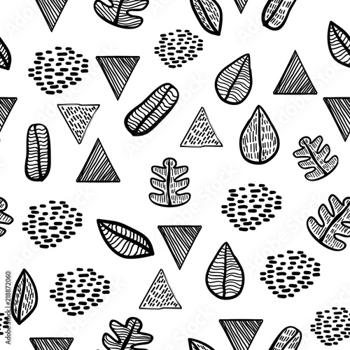 leaf and triangle with black shading for autumn pattern