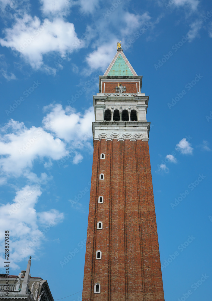 Venice,Italy-July 25, 2018: St Mark's Campanile or the bell tower of St Mark's Basilica, Venice