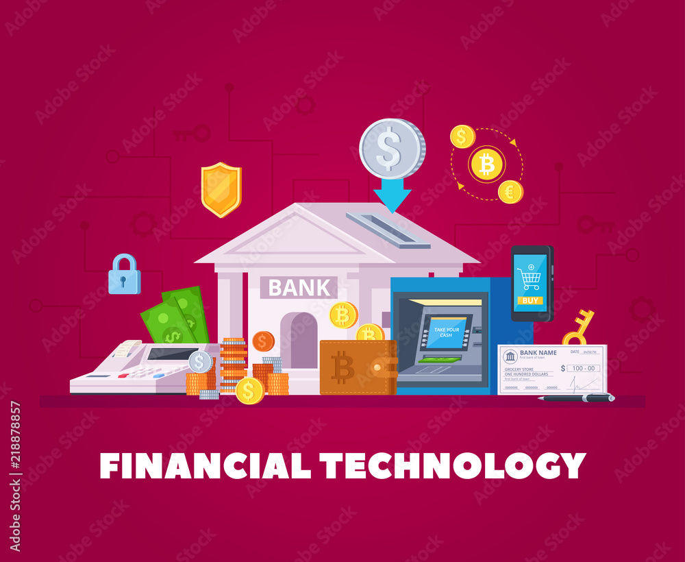 Financial Technology Flat Composition Financial Technology Flat Composition