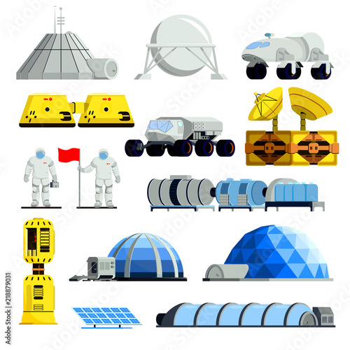 Planet Colonization Flat Icons Set