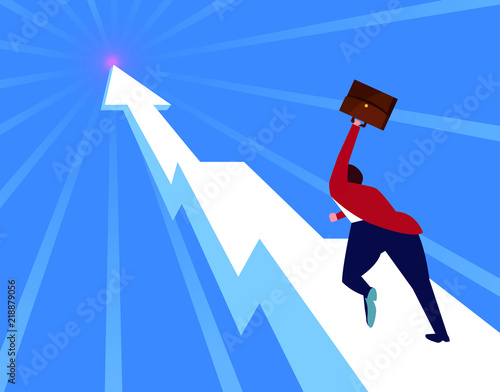 Businessman struggling to run to the finish line