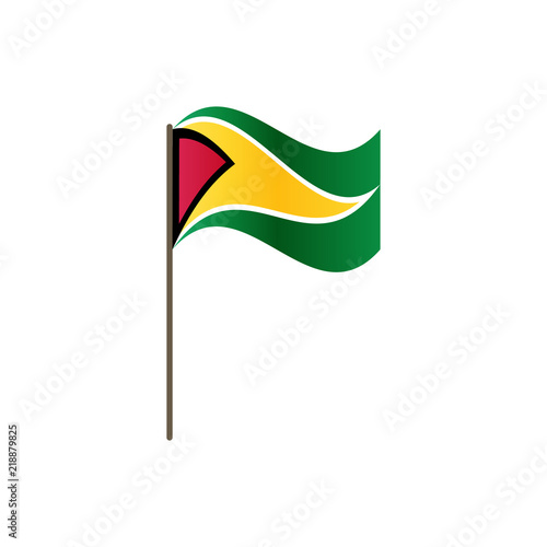 Free Download Guyana flag on the flagpole. Official colors and proportion correctly. Waving of Guyana flag on flagpole, vector illustration isolate - GFXLoad