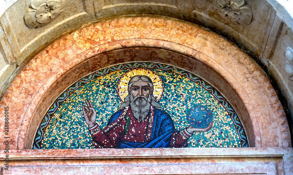 Jesus World Mosaic Santa Maria del Rosario Street Venice Italy