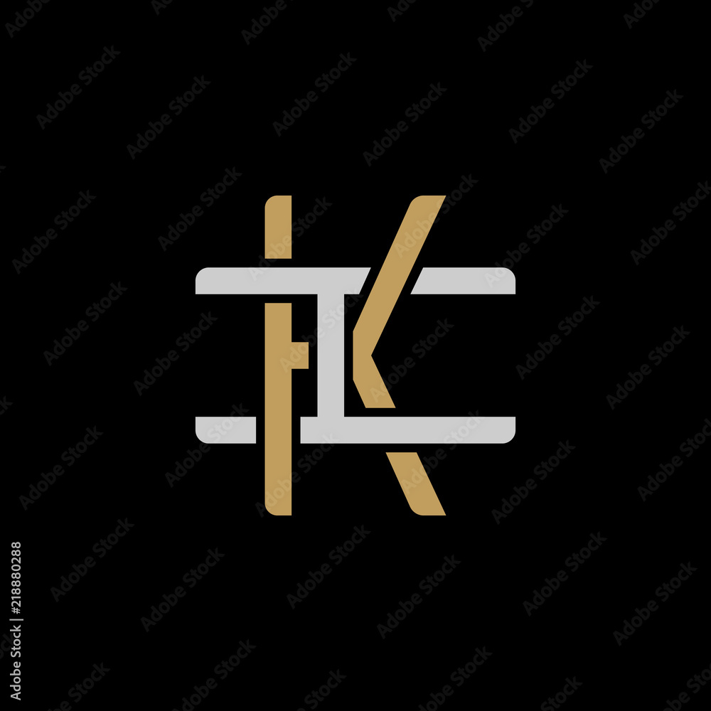 Initial letter I and K, IK, KI, overlapping interlock logo, monogram line  art style, silver gold on black background Stock Vector | Adobe Stock