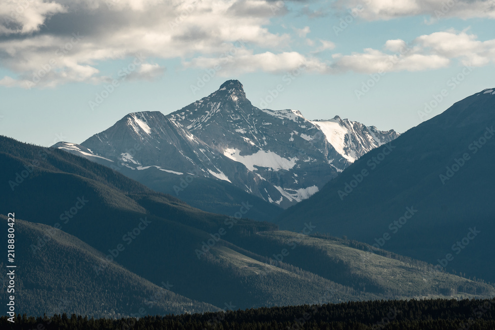 Mount Nelson in the Purcell Mountain range at dusk, Canada