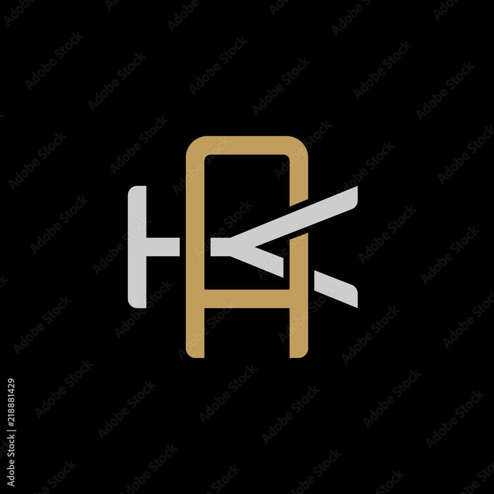 Initial letter K and A, KA, AK, overlapping interlock logo, monogram line art style, silver gold on black background Initial letter K and A, KA, AK, overlapping interlock logo, monogram line art style, silver gold on black background