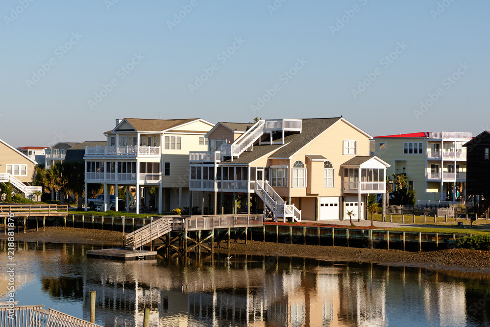 Luxury beach houses on the inter coastal waterway, Sunset Beach, North Carolina Luxury beach houses on the inter coastal waterway, Sunset Beach, North Carolina