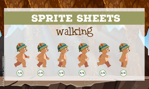 Sprite sheet bear walking
