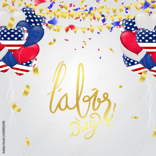USA Labor Day greeting card with brush stroke background in United States national ,Labor Day poster design