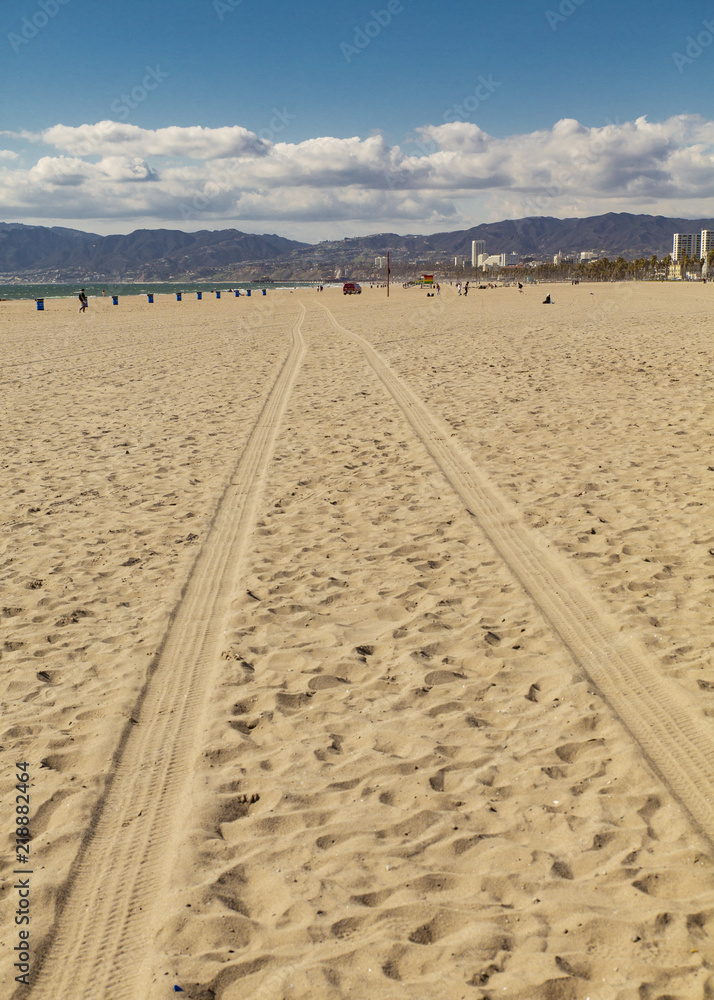 Obraz premium Beach Tire Tracks