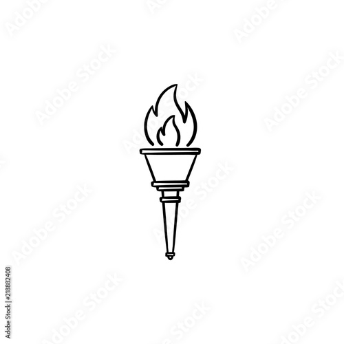 Olympic torch hand drawn outline doodle icon