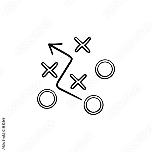 Strategy tactics plan hand drawn outline doodle icon. Strategic training, business tactic, teamwork concept. Vector sketch illustration for print, web, mobile and infographics on white background.