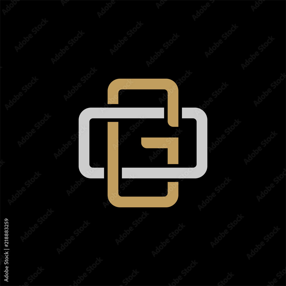 Initial letter O and G, OG, GO, overlapping interlock logo, monogram line art style, silver gold on black background Initial letter O and G, OG, GO, overlapping interlock logo, monogram line art style, silver gold on black background