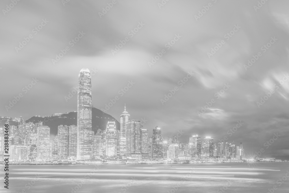 Fototapeta premium hong kong harbour view with B&W color