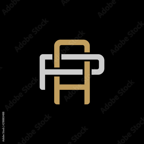 Initial letter P and A, PA, AP, overlapping interlock logo, monogram line art style, silver gold on black background