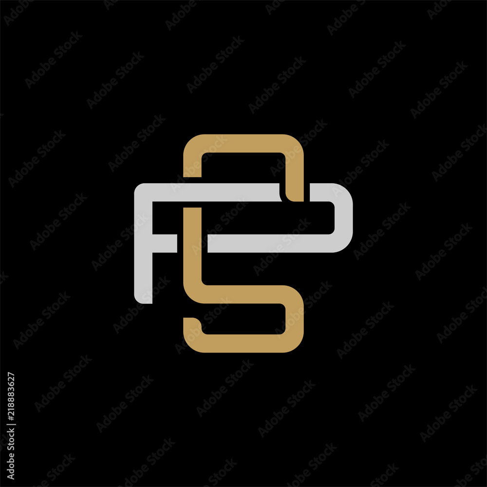 Initial letter p and s, ps, gold logo icon, classy gold letter