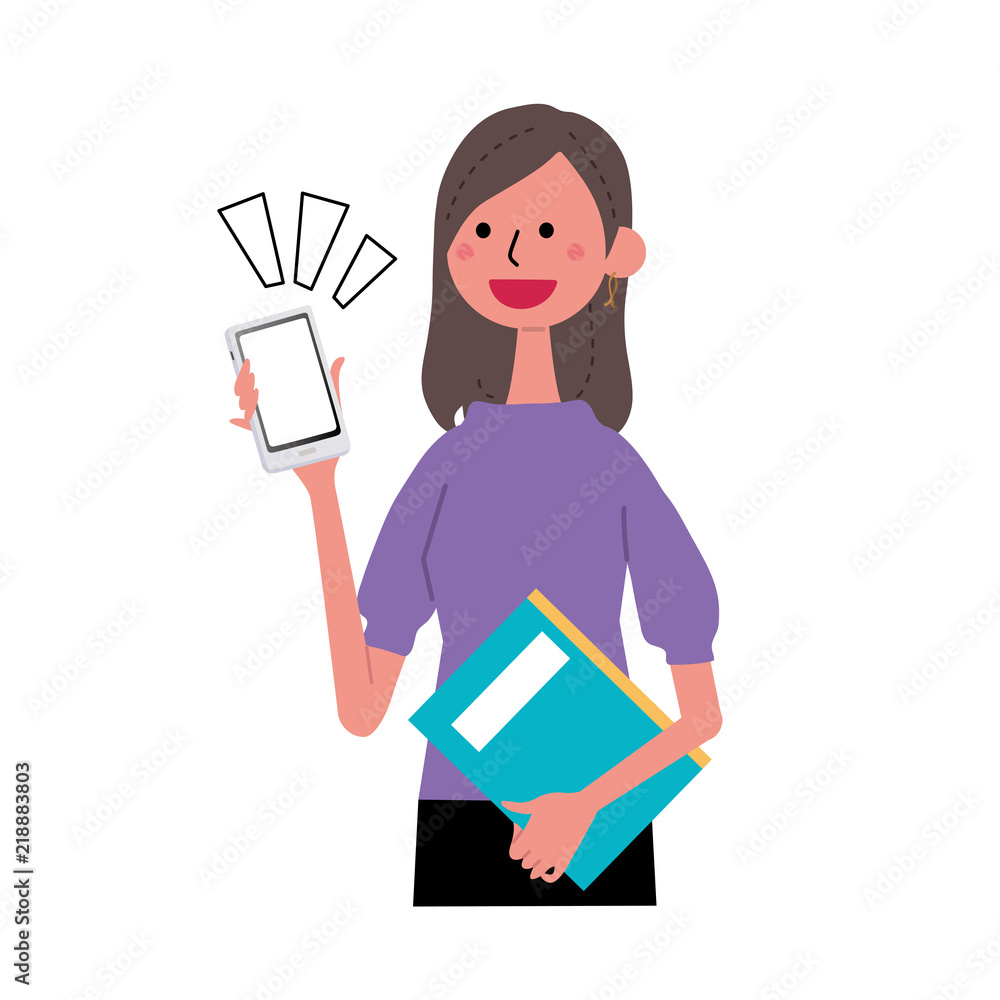本 スマホを持つ女性 イラスト Stock Vector Adobe Stock