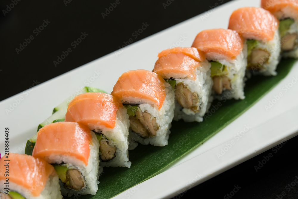 Sushi on a white plate Sushi on a white plate