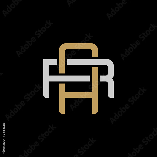 Initial letter R and A, RA, AR, overlapping interlock logo, monogram line art style, silver gold on black background