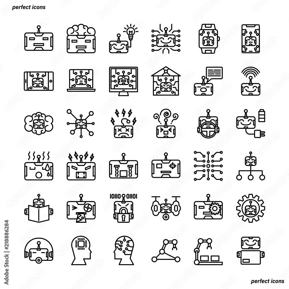 Android robot Outline Icons perfect pixel. Android robot Outline Icons perfect pixel.