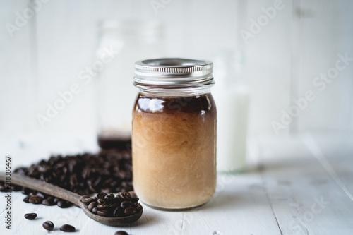 Cold brew coffee Arabica coffee In a glass bottle