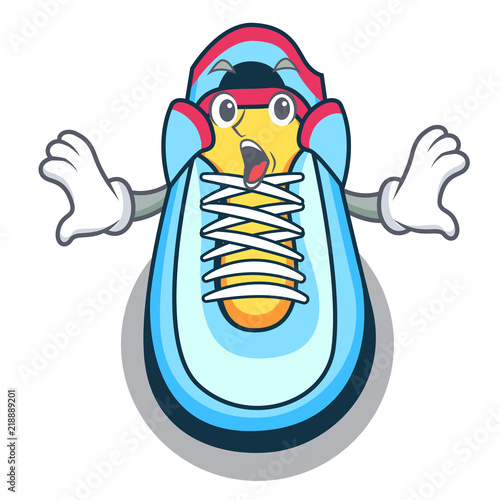 Surprised cartoon sneaker with rubber toe