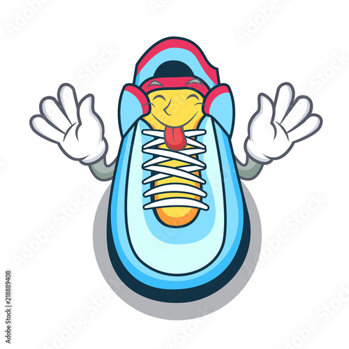 Tongue out sneaker mascot cartoon style