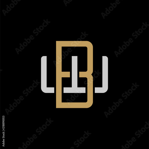 Initial letter W and B, WB, BW, overlapping interlock logo, monogram line art style, silver gold on black background