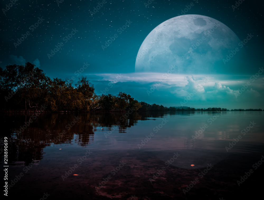 Photo Manipulation. Landscape of night sky with many stars. cinematic teal Photo Manipulation. Landscape of night sky with many stars. cinematic teal